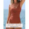 CUPSHE Women’s One Piece Swimsuit V Neck Twist Bathing Suit Adjustable Double Straps Cutout Crisscross Back Self Tie(Rust Red)