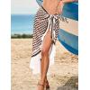 CUPSHE Women’s Sarong Cover Up Chiffon Swimwear Wrap Skirt Self Tie Ruffle Beach Cover Ups(Brown Diamond)