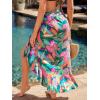 CUPSHE Women’s Sarong Cover Up Chiffon Swimwear Wrap Skirt Self Tie Ruffle Beach Cover Ups(Tropical Leaf)