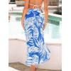 CUPSHE Women’s Sarong Cover Up Chiffon Swimwear Wrap Skirt Self Tie Ruffle Beach Cover Ups(White Leaf)