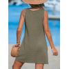 CUPSHE Women’s Sleeveless Swimsuit Coverup Waffle Knit Swimwear Beach Cover Ups Twisted Mini Dress(Army Green)