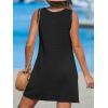 CUPSHE Women’s Sleeveless Swimsuit Coverup Waffle Knit Swimwear Beach Cover Ups Twisted Mini Dress(Black)