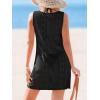 CUPSHE Women’s Sleeveless Swimsuit Coverup Waffle Knit Swimwear Beach Cover Ups Twisted Mini Dress(Black-eyelet)