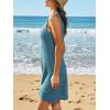 CUPSHE Women’s Sleeveless Swimsuit Coverup Waffle Knit Swimwear Beach Cover Ups Twisted Mini Dress(Blue)