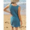 CUPSHE Women’s Sleeveless Swimsuit Coverup Waffle Knit Swimwear Beach Cover Ups Twisted Mini Dress(Blue)