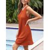 CUPSHE Women’s Sleeveless Swimsuit Coverup Waffle Knit Swimwear Beach Cover Ups Twisted Mini Dress(Brick Red)