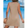 CUPSHE Women’s Sleeveless Swimsuit Coverup Waffle Knit Swimwear Beach Cover Ups Twisted Mini Dress(Brown)