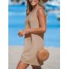 CUPSHE Women’s Sleeveless Swimsuit Coverup Waffle Knit Swimwear Beach Cover Ups Twisted Mini Dress(Brown)