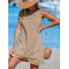 CUPSHE Women’s Sleeveless Swimsuit Coverup Waffle Knit Swimwear Beach Cover Ups Twisted Mini Dress(Brown)