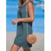 CUPSHE Women’s Sleeveless Swimsuit Coverup Waffle Knit Swimwear Beach Cover Ups Twisted Mini Dress(Celadon Green)