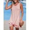 CUPSHE Women’s Sleeveless Swimsuit Coverup Waffle Knit Swimwear Beach Cover Ups Twisted Mini Dress(Dusty Pink)