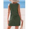 CUPSHE Women’s Sleeveless Swimsuit Coverup Waffle Knit Swimwear Beach Cover Ups Twisted Mini Dress(Green-eyelet)