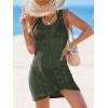 CUPSHE Women’s Sleeveless Swimsuit Coverup Waffle Knit Swimwear Beach Cover Ups Twisted Mini Dress(Green-eyelet)