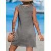 CUPSHE Women’s Sleeveless Swimsuit Coverup Waffle Knit Swimwear Beach Cover Ups Twisted Mini Dress(Grey)