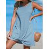 CUPSHE Women’s Sleeveless Swimsuit Coverup Waffle Knit Swimwear Beach Cover Ups Twisted Mini Dress(Light Blue)