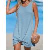 CUPSHE Women’s Sleeveless Swimsuit Coverup Waffle Knit Swimwear Beach Cover Ups Twisted Mini Dress(Light Blue)