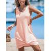 CUPSHE Women’s Sleeveless Swimsuit Coverup Waffle Knit Swimwear Beach Cover Ups Twisted Mini Dress(Light Pink)