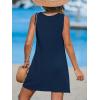 CUPSHE Women’s Sleeveless Swimsuit Coverup Waffle Knit Swimwear Beach Cover Ups Twisted Mini Dress(Navy)