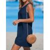 CUPSHE Women’s Sleeveless Swimsuit Coverup Waffle Knit Swimwear Beach Cover Ups Twisted Mini Dress(Navy)