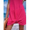 CUPSHE Women’s Sleeveless Swimsuit Coverup Waffle Knit Swimwear Beach Cover Ups Twisted Mini Dress(Rose Red)
