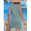 CUPSHE Women’s Sleeveless Swimsuit Coverup Waffle Knit Swimwear Beach Cover Ups Twisted Mini Dress(Sage Green)