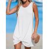 CUPSHE Women’s Sleeveless Swimsuit Coverup Waffle Knit Swimwear Beach Cover Ups Twisted Mini Dress(White)