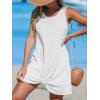 CUPSHE Women’s Sleeveless Swimsuit Coverup Waffle Knit Swimwear Beach Cover Ups Twisted Mini Dress(White)