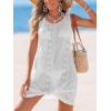 CUPSHE Women’s Sleeveless Swimsuit Coverup Waffle Knit Swimwear Beach Cover Ups Twisted Mini Dress(White-eyelet)