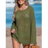 CUPSHE Women’s Swimsuit Cover Up Crochet Bathing Suit Mesh Swimwear Knit Pullover Beach Dress(Army Green)