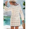 CUPSHE Women’s Swimsuit Cover Up Crochet Bathing Suit Mesh Swimwear Knit Pullover Beach Dress(B-beige)