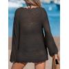 CUPSHE Women’s Swimsuit Cover Up Crochet Bathing Suit Mesh Swimwear Knit Pullover Beach Dress(Black)