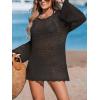 CUPSHE Women’s Swimsuit Cover Up Crochet Bathing Suit Mesh Swimwear Knit Pullover Beach Dress(Black)