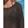 CUPSHE Women’s Swimsuit Cover Up Crochet Bathing Suit Mesh Swimwear Knit Pullover Beach Dress(Black)