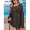 CUPSHE Women’s Swimsuit Cover Up Crochet Bathing Suit Mesh Swimwear Knit Pullover Beach Dress(Black)