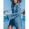 CUPSHE Women’s Swimsuit Cover Up Crochet Bathing Suit Mesh Swimwear Knit Pullover Beach Dress(Blue)