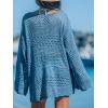 CUPSHE Women’s Swimsuit Cover Up Crochet Bathing Suit Mesh Swimwear Knit Pullover Beach Dress(Blue)