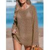 CUPSHE Women’s Swimsuit Cover Up Crochet Bathing Suit Mesh Swimwear Knit Pullover Beach Dress(Brown)
