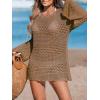 CUPSHE Women’s Swimsuit Cover Up Crochet Bathing Suit Mesh Swimwear Knit Pullover Beach Dress(Brown)