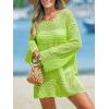 CUPSHE Women’s Swimsuit Cover Up Crochet Bathing Suit Mesh Swimwear Knit Pullover Beach Dress(Fluo Green)