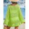 CUPSHE Women’s Swimsuit Cover Up Crochet Bathing Suit Mesh Swimwear Knit Pullover Beach Dress(Fluo Green)