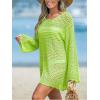 CUPSHE Women’s Swimsuit Cover Up Crochet Bathing Suit Mesh Swimwear Knit Pullover Beach Dress(Fluo Green)