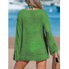 CUPSHE Women’s Swimsuit Cover Up Crochet Bathing Suit Mesh Swimwear Knit Pullover Beach Dress(Green)