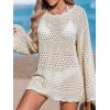 CUPSHE Women’s Swimsuit Cover Up Crochet Bathing Suit Mesh Swimwear Knit Pullover Beach Dress(Off-white)