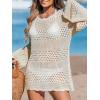 CUPSHE Women’s Swimsuit Cover Up Crochet Bathing Suit Mesh Swimwear Knit Pullover Beach Dress(Off-white)