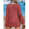 CUPSHE Women’s Swimsuit Cover Up Crochet Bathing Suit Mesh Swimwear Knit Pullover Beach Dress(Red)
