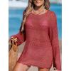 CUPSHE Women’s Swimsuit Cover Up Crochet Bathing Suit Mesh Swimwear Knit Pullover Beach Dress(Red)
