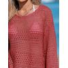 CUPSHE Women’s Swimsuit Cover Up Crochet Bathing Suit Mesh Swimwear Knit Pullover Beach Dress(Red)