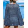CUPSHE Women’s Swimsuit Cover Up Crochet Bathing Suit Mesh Swimwear Knit Pullover Beach Dress(Teal)