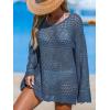 CUPSHE Women’s Swimsuit Cover Up Crochet Bathing Suit Mesh Swimwear Knit Pullover Beach Dress(Teal)