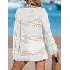 CUPSHE Women’s Swimsuit Cover Up Crochet Bathing Suit Mesh Swimwear Knit Pullover Beach Dress(White)